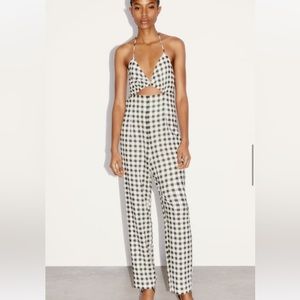 Zara gingham halter jumpsuit